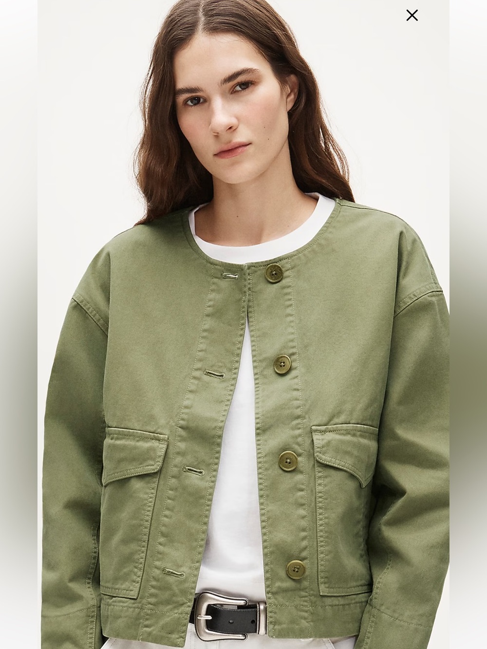 Jcrew Collarless utility jacket in brushed cotton twill NWT size small